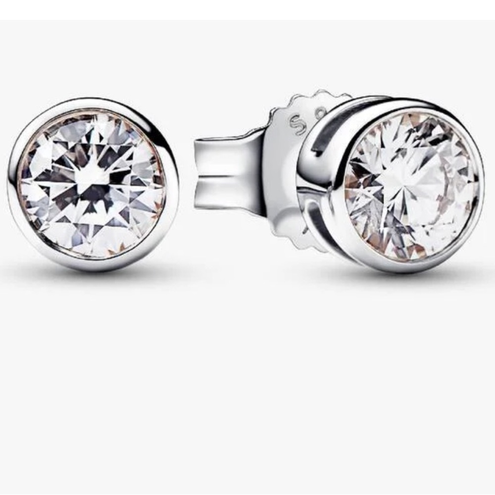 Pandora Era Bezel Sterling Silver Lab-grown Diamond Earrings 0.50ct TW